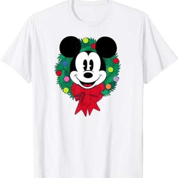 Olin D Tops - Mickey Mouse Festive Holiday Christmas Wreath Retro Cartoon Collector Gift